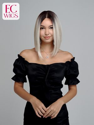 Karen chic short bob wig with side-swept bangs – EC Wigs natural look hair.